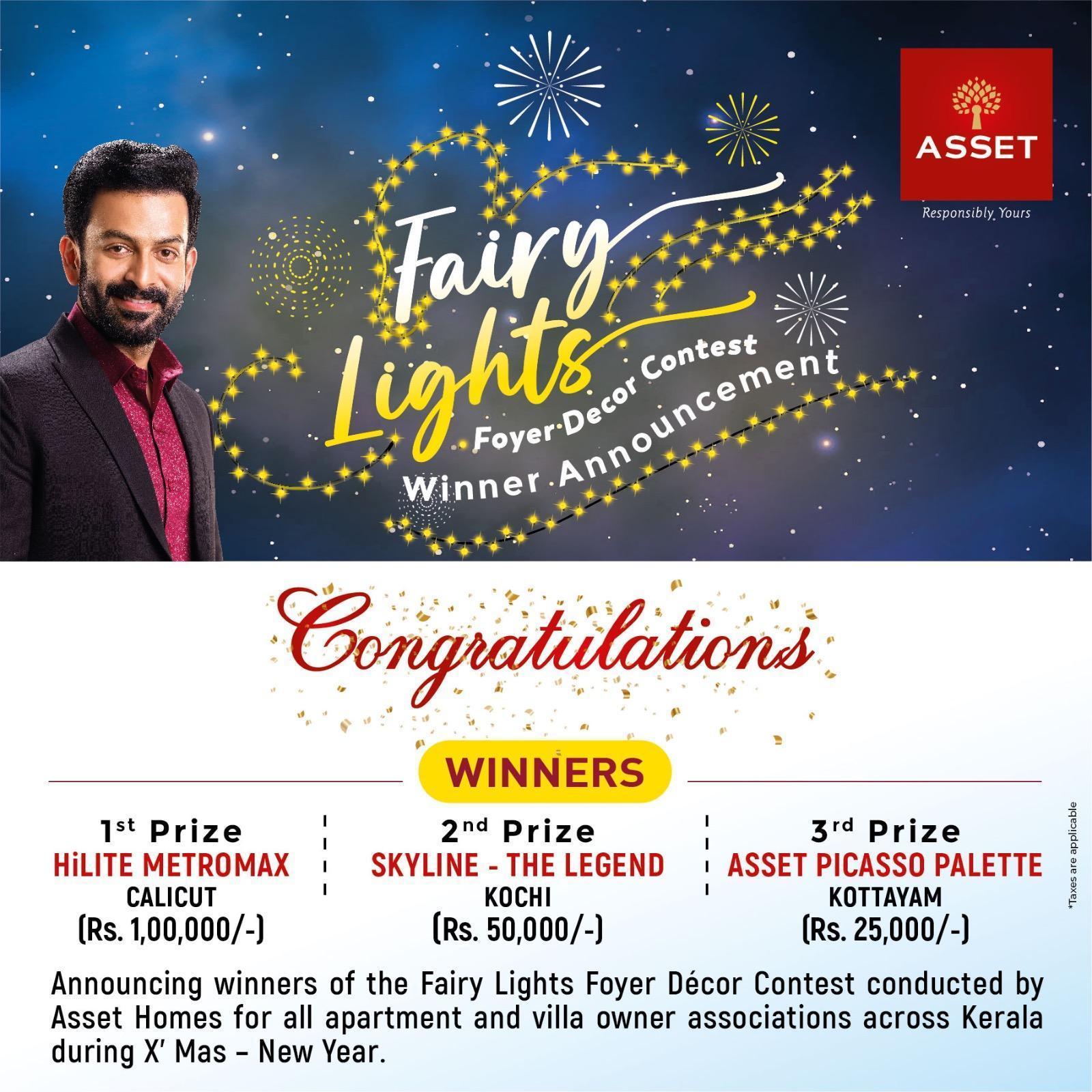 Announcing winners of the Fairy Lights Foyer Décor Contest conducted by Asset Homes