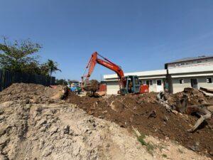 Excavation work For sheet piling